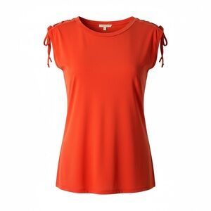Claudia Richard Vibrant Red Short Sleeve Top
